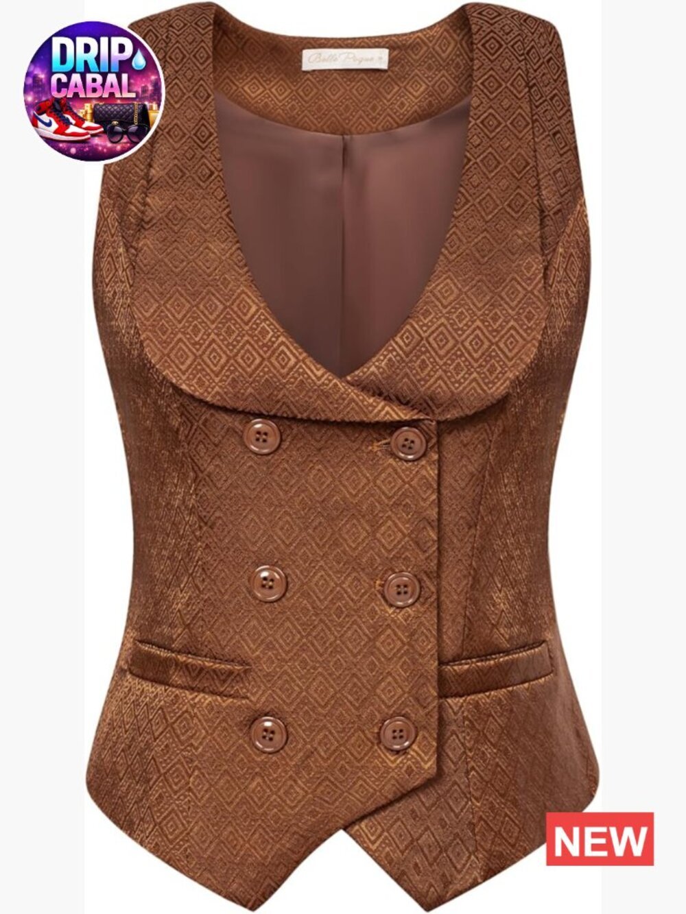 Double Breasted Lapel Collar Vest Coat with Pockets
